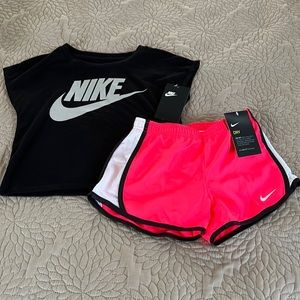 matching nike crop top and shorts set